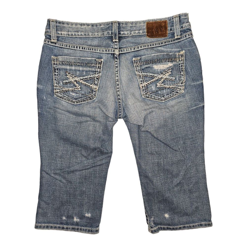 BKE Sabrina Shorts Women's 26 Bermuda Low Rise Blue Denim Embroidered Distressed - Picture 9 of 10